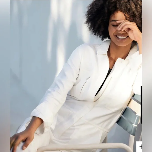 Outerknown ecru ivory long sleeve zip up front station jumpsuit size small new - Picture 4 of 6